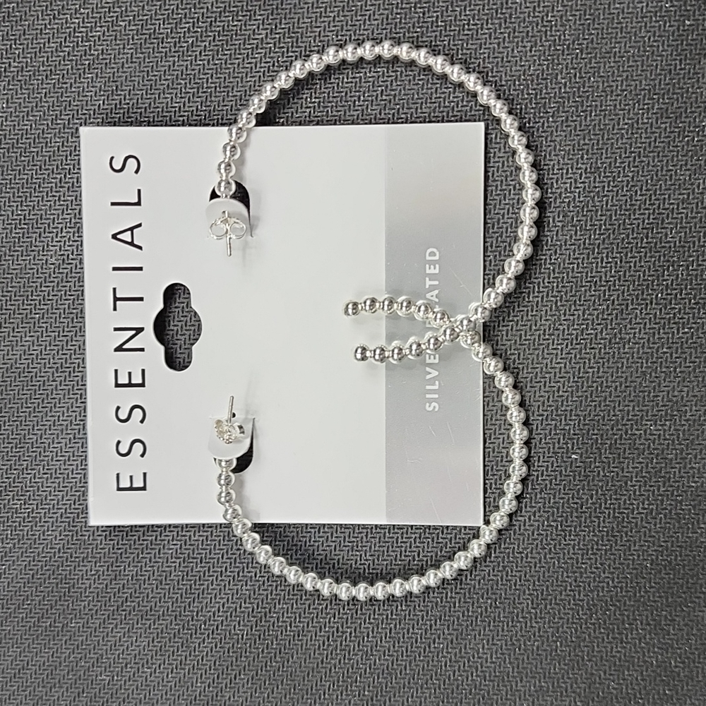 Silver plated large hoop earrings